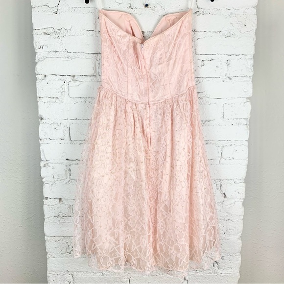 Gunne Sax Jessica McClintock Strapless Pink Glitter Sequin Lace Dress Nylon 7/8 - Picture 5 of 16